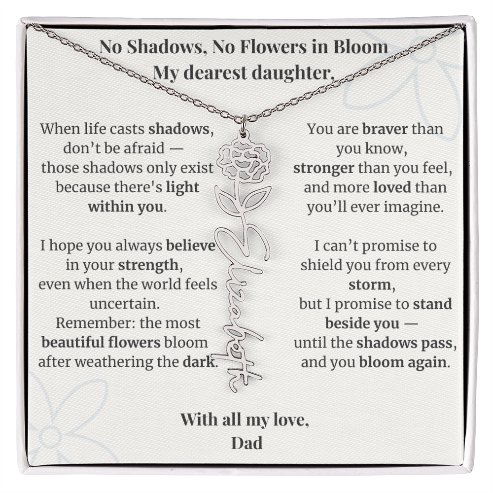 To My Daughter – Birth Flower Name Necklace