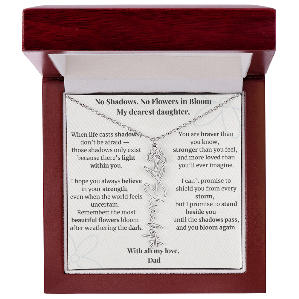 To My Daughter – Birth Flower Name Necklace