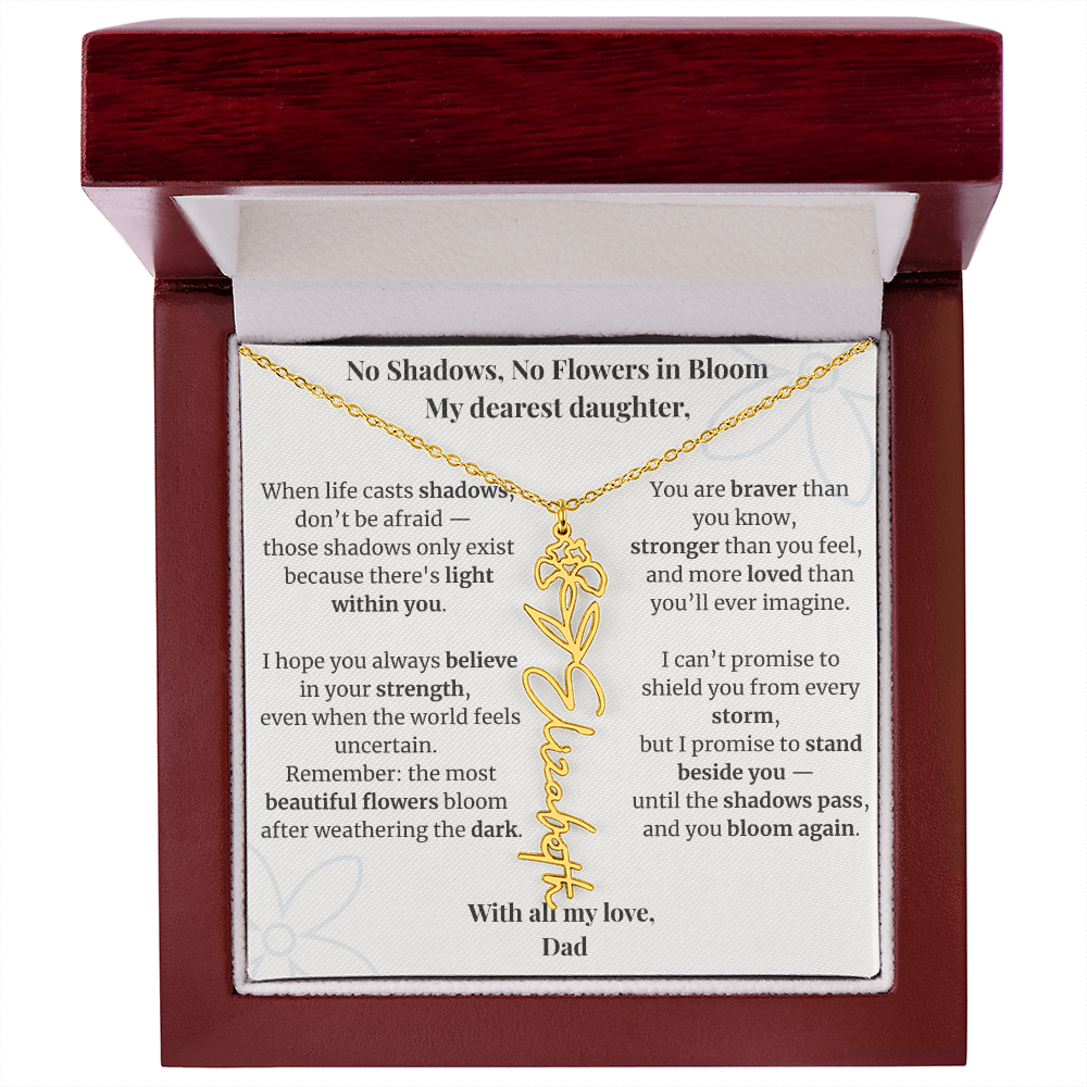 To My Daughter – Birth Flower Name Necklace