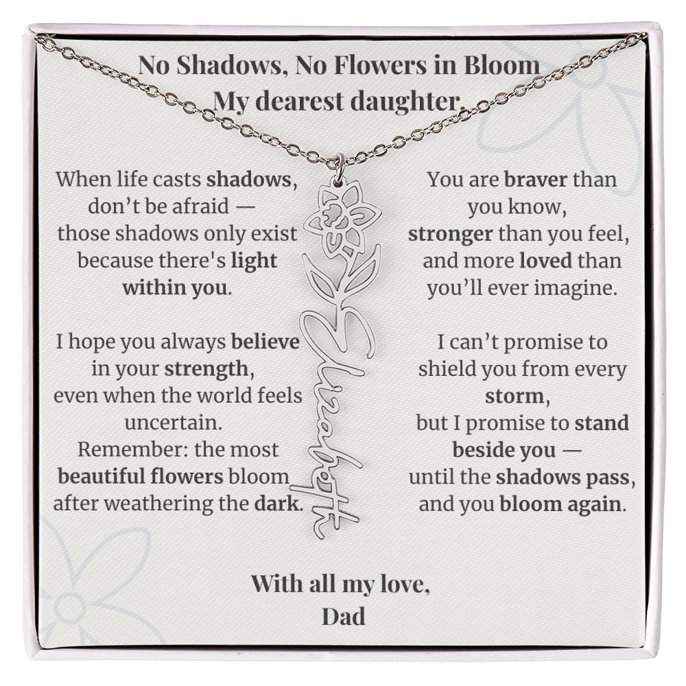 To My Daughter – Birth Flower Name Necklace