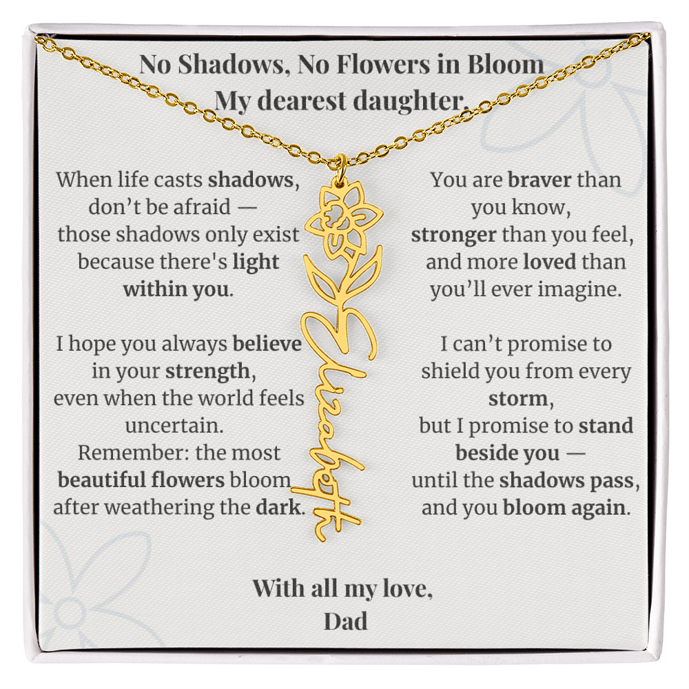 To My Daughter – Birth Flower Name Necklace