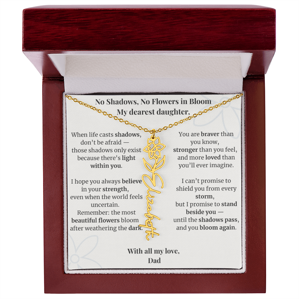 To My Daughter – Birth Flower Name Necklace
