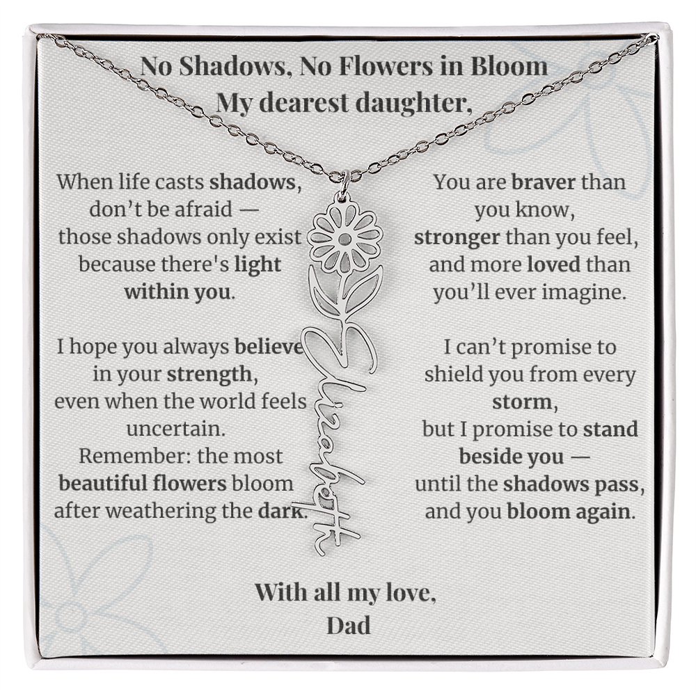 To My Daughter – Birth Flower Name Necklace