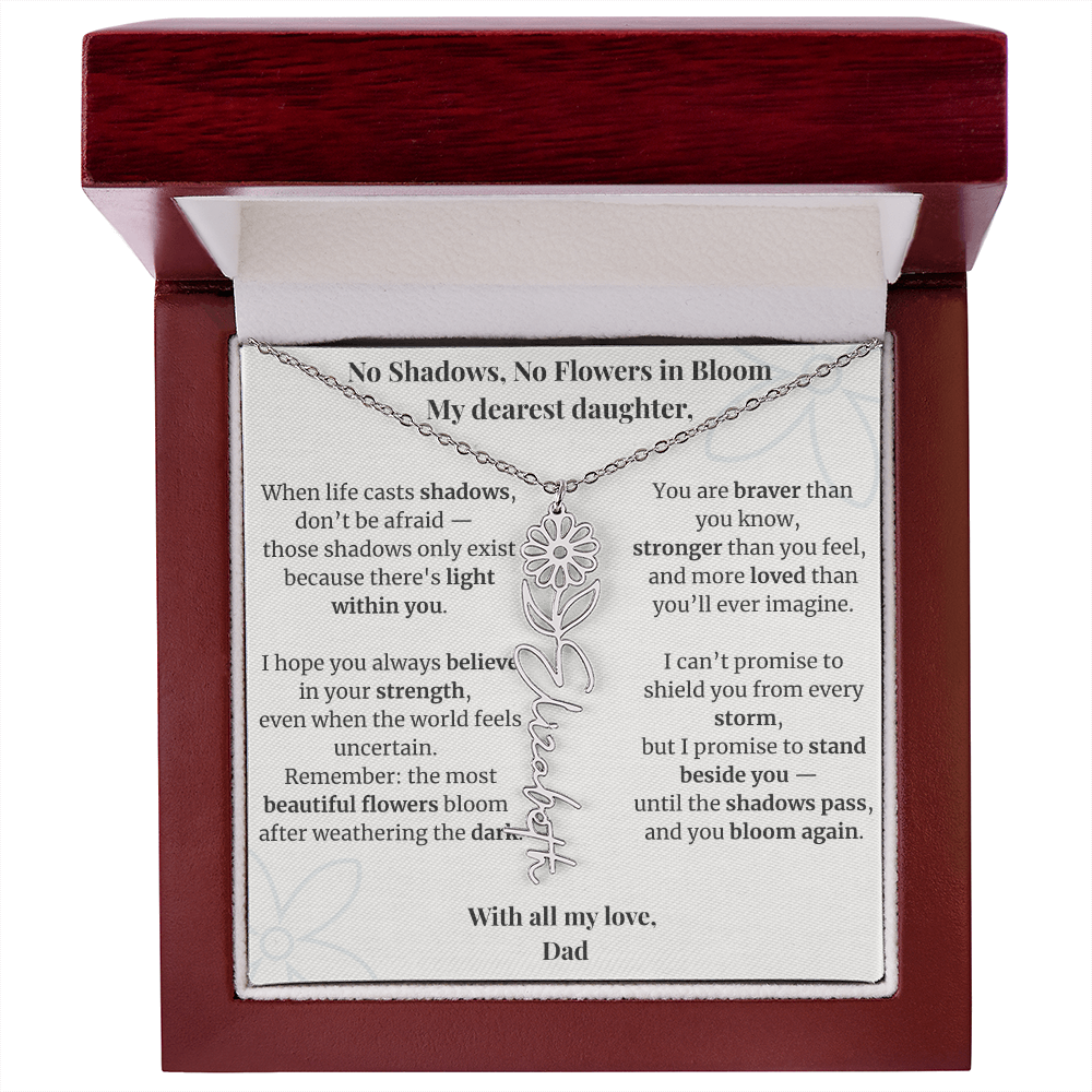 To My Daughter – Birth Flower Name Necklace