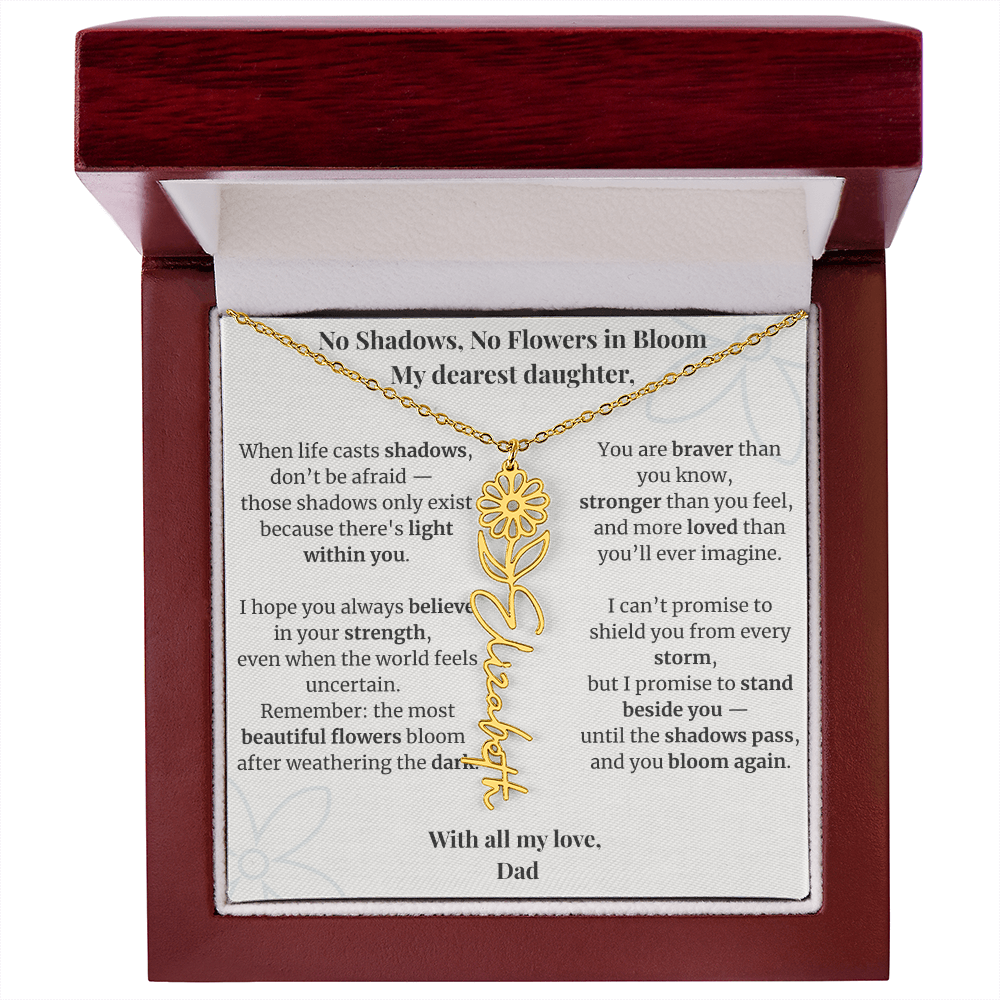 To My Daughter – Birth Flower Name Necklace