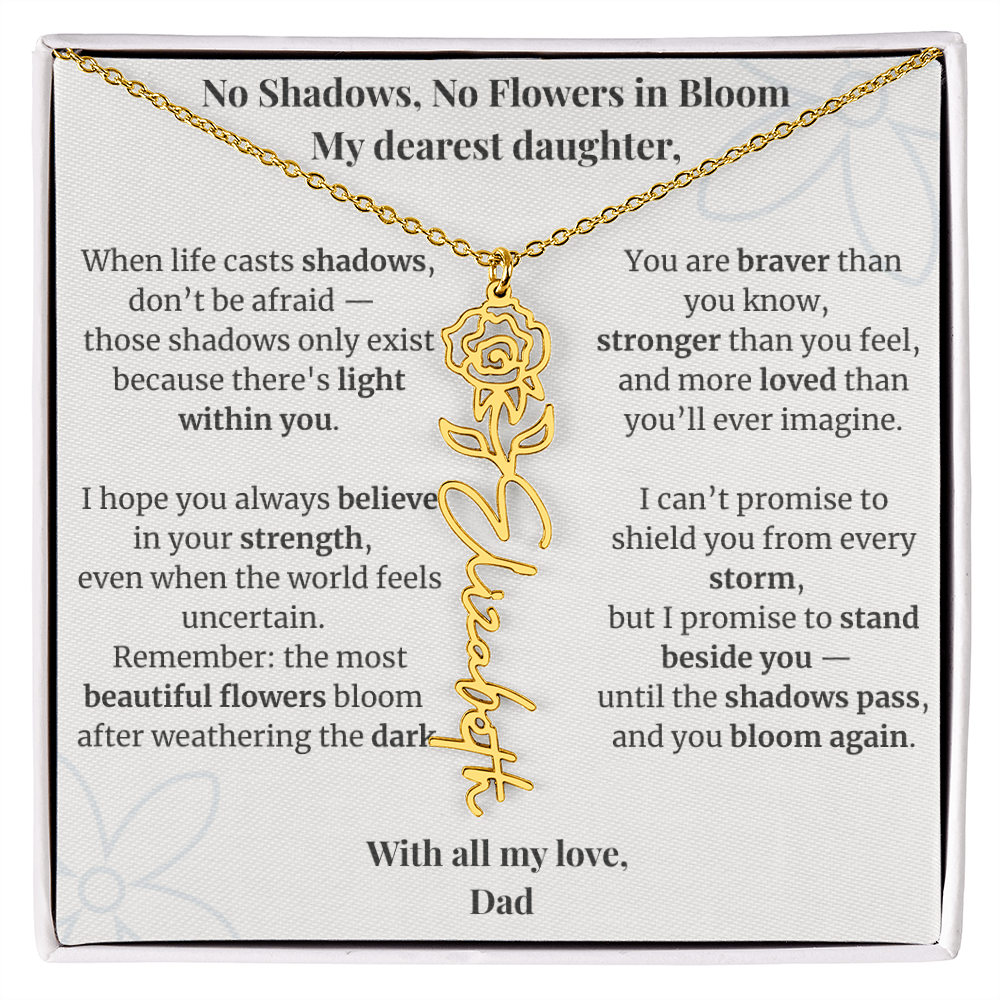 To My Daughter – Birth Flower Name Necklace