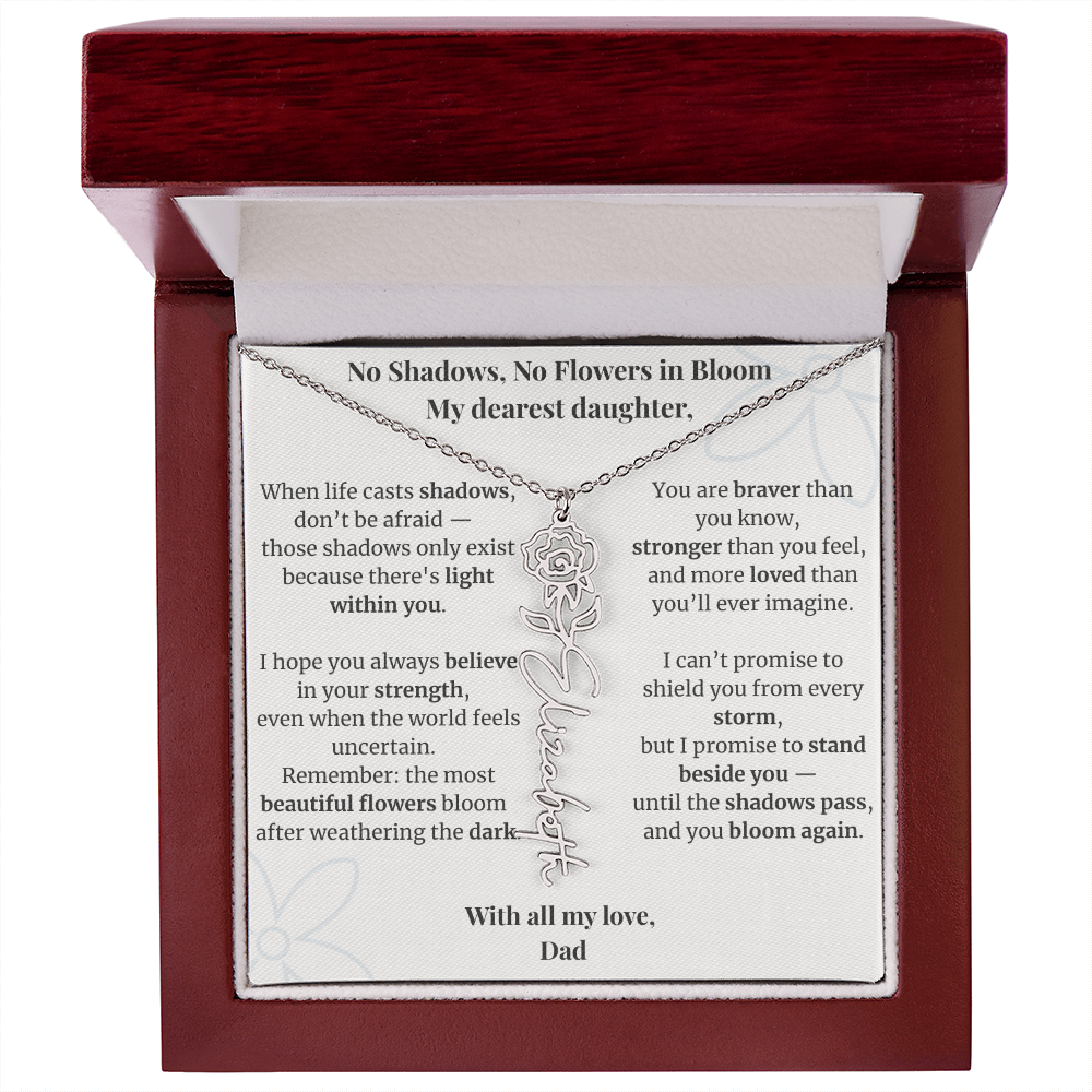 To My Daughter – Birth Flower Name Necklace