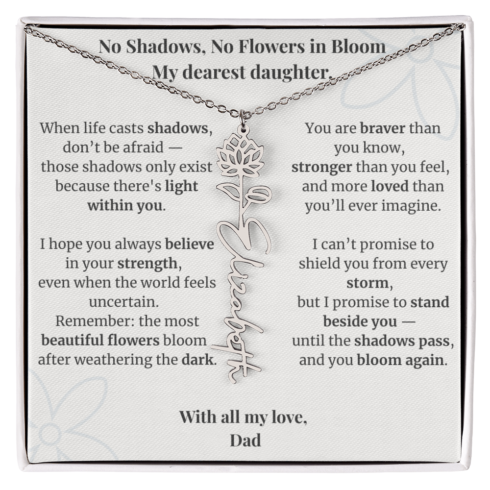 To My Daughter – Birth Flower Name Necklace