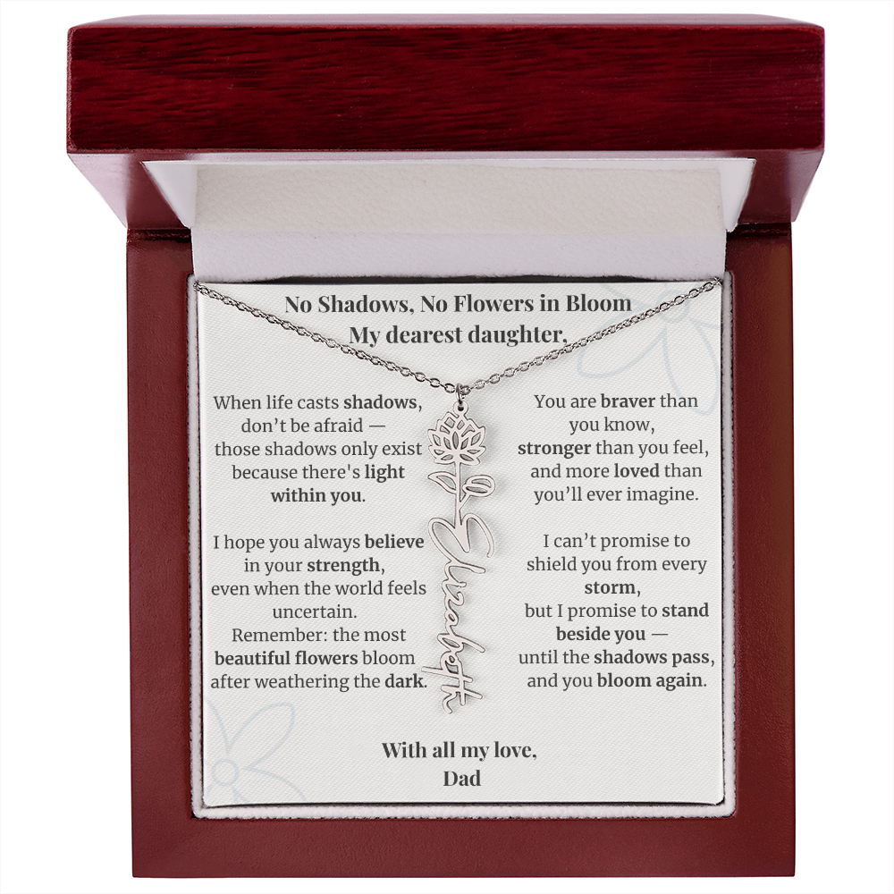 To My Daughter – Birth Flower Name Necklace