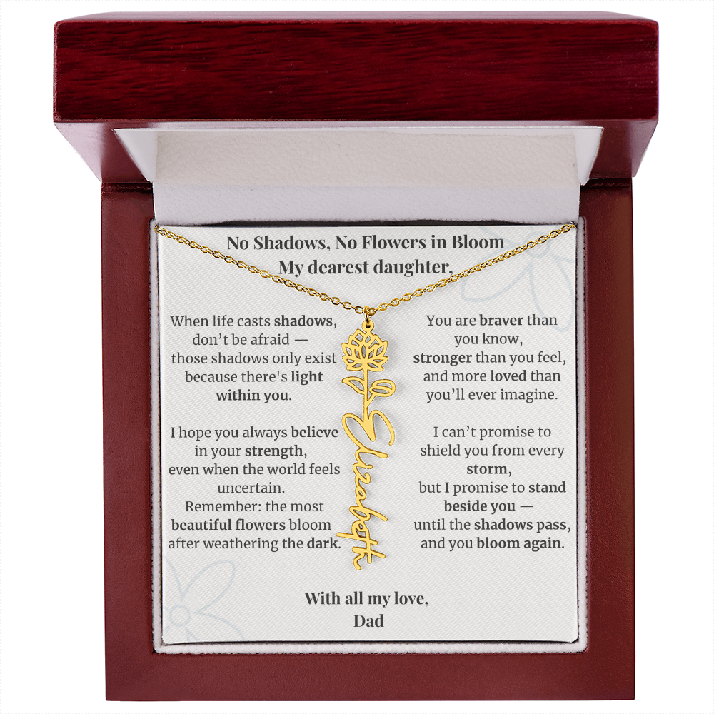 To My Daughter – Birth Flower Name Necklace