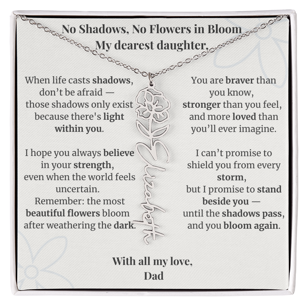 To My Daughter – Birth Flower Name Necklace