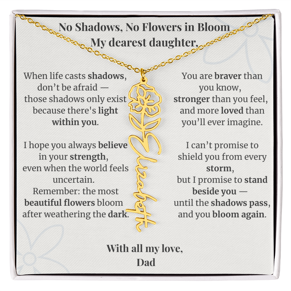 To My Daughter – Birth Flower Name Necklace