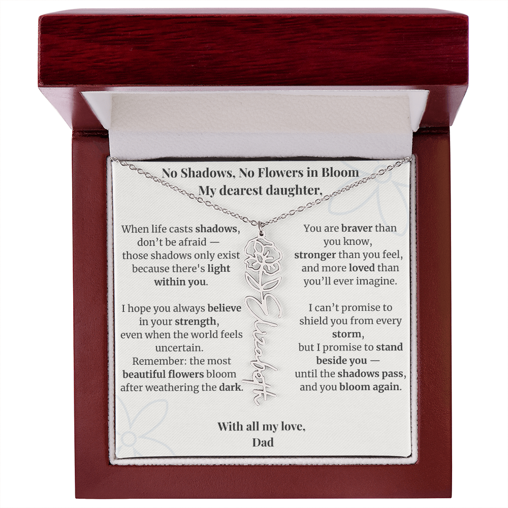 To My Daughter – Birth Flower Name Necklace