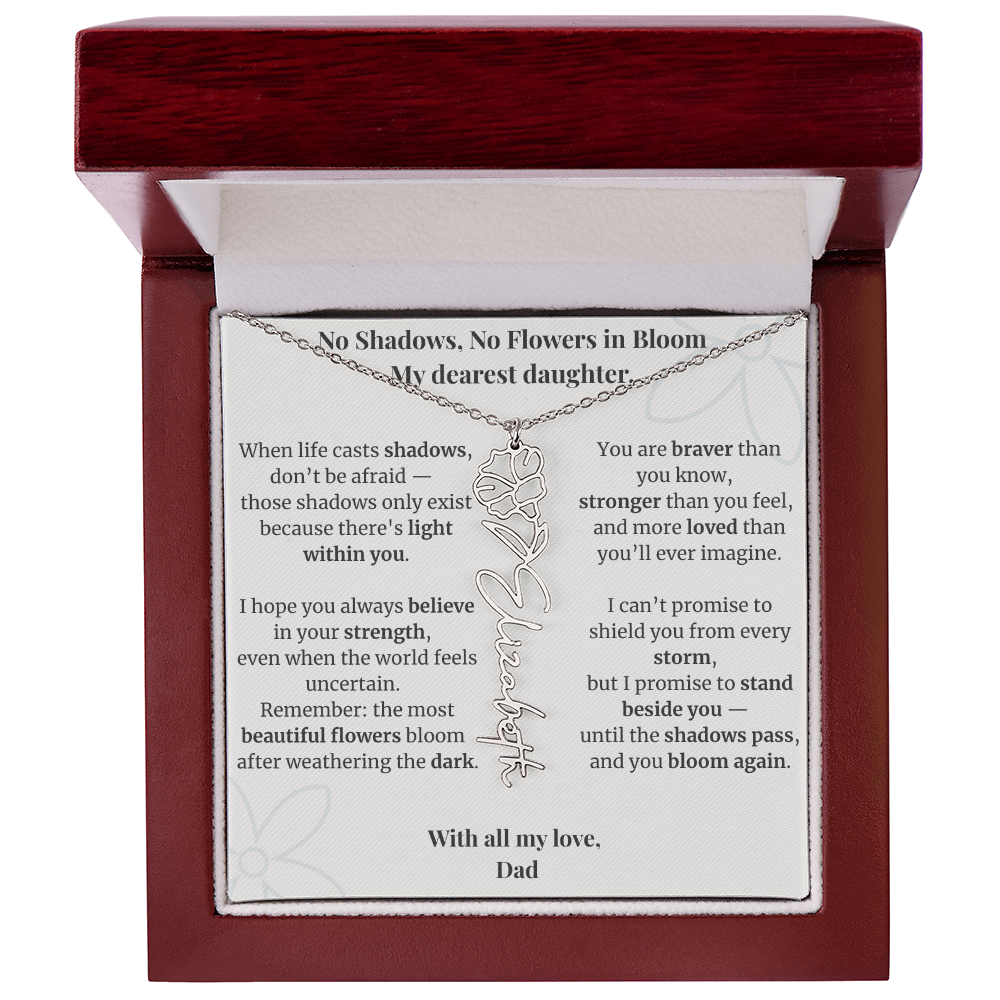 To My Daughter – Birth Flower Name Necklace