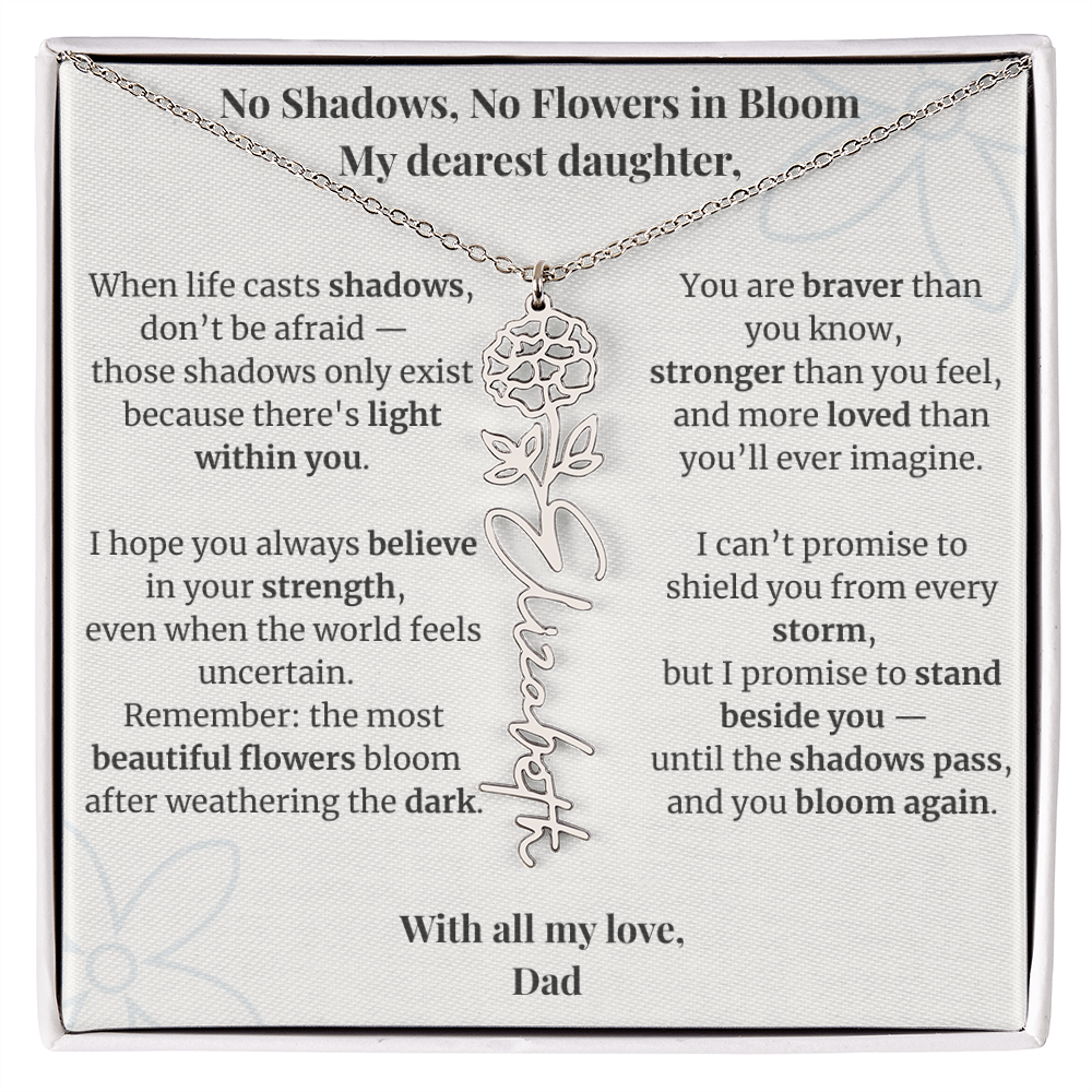 To My Daughter – Birth Flower Name Necklace