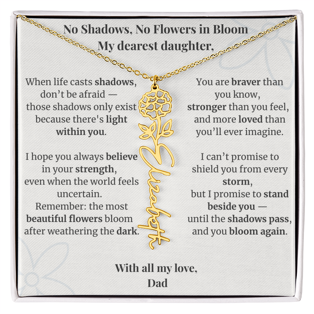 To My Daughter – Birth Flower Name Necklace