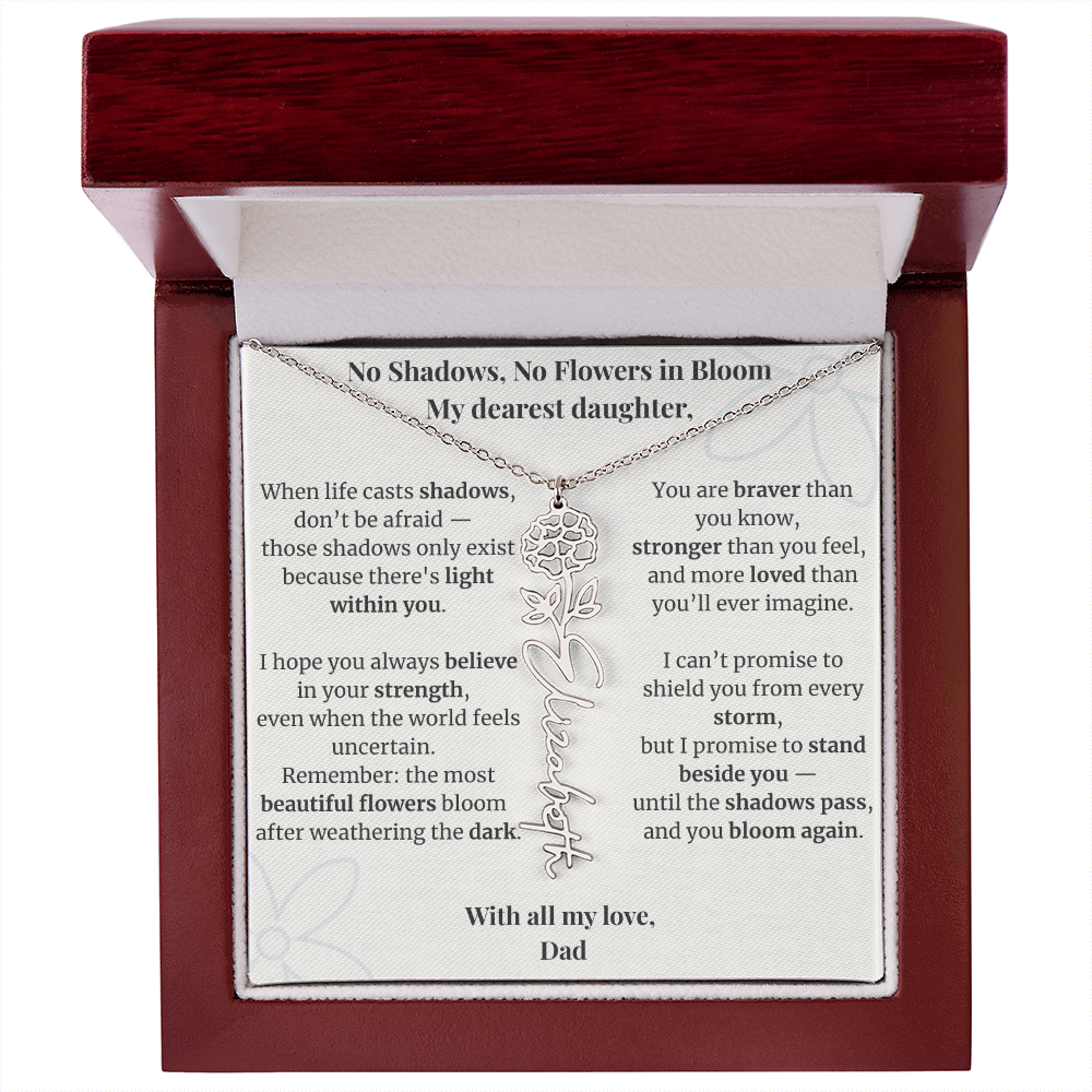 To My Daughter – Birth Flower Name Necklace