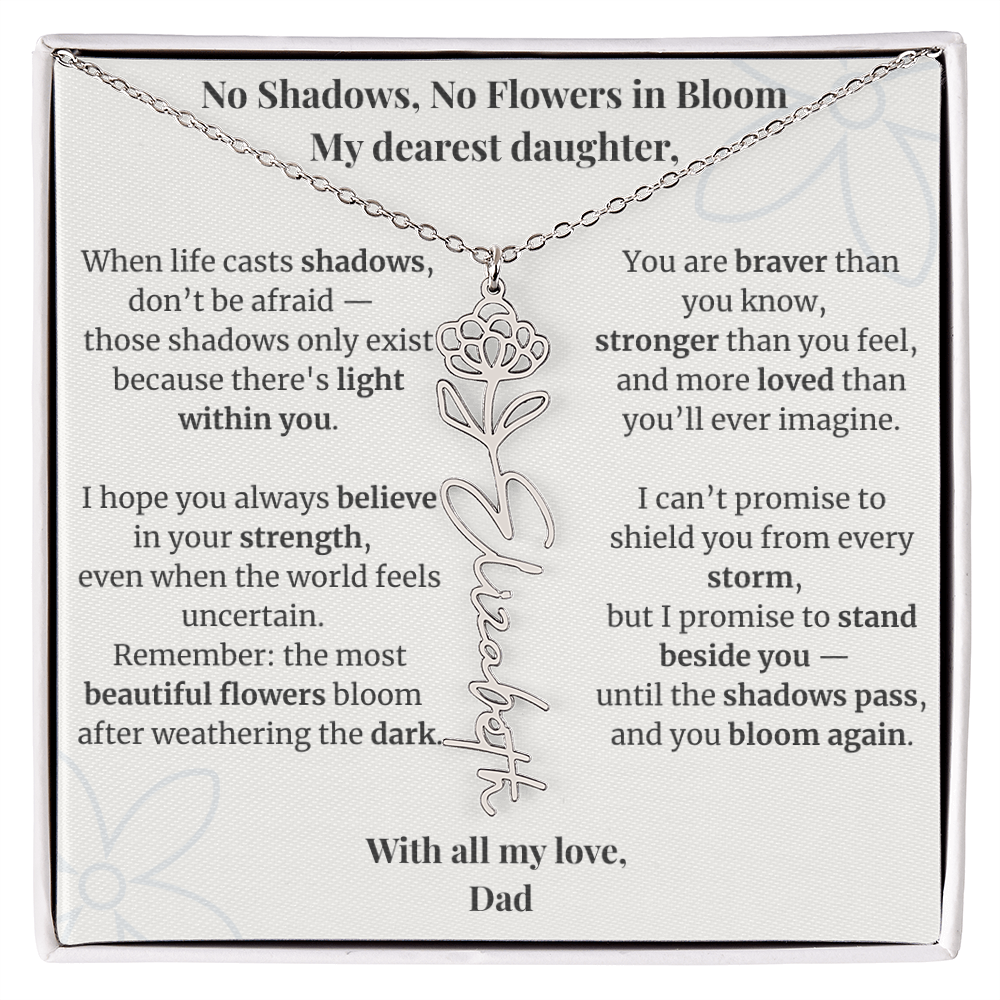 To My Daughter – Birth Flower Name Necklace