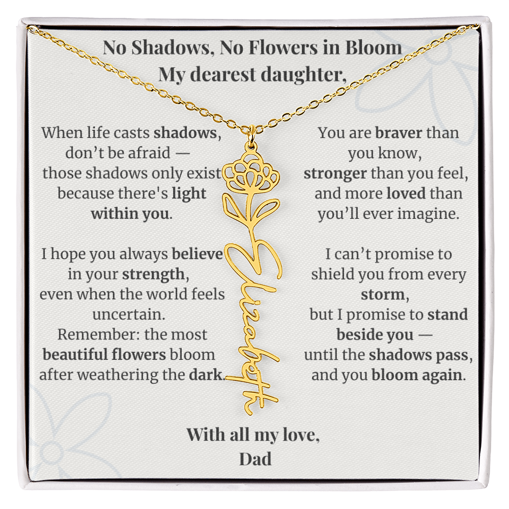 To My Daughter – Birth Flower Name Necklace