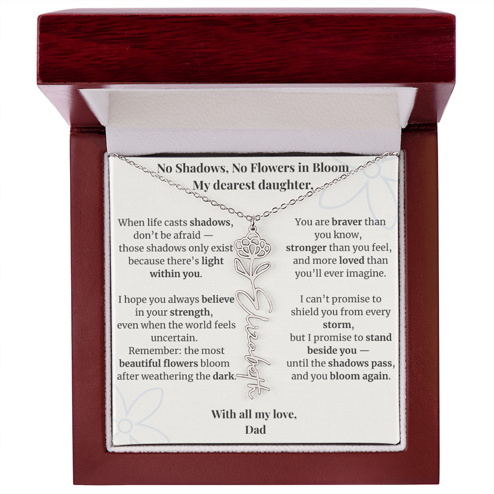To My Daughter – Birth Flower Name Necklace