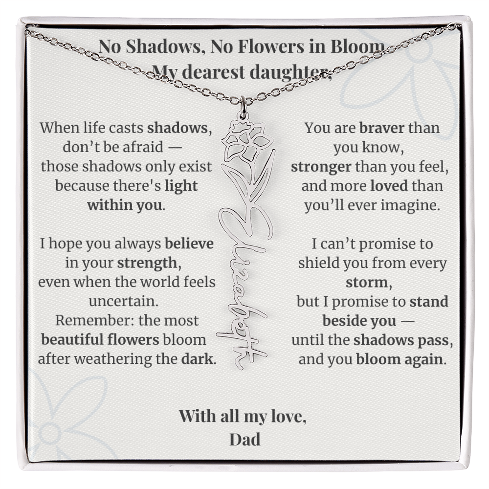 To My Daughter – Birth Flower Name Necklace