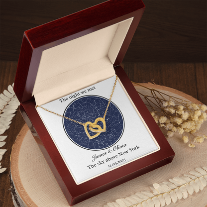 Star Map- Interlocking Hearts  Necklace