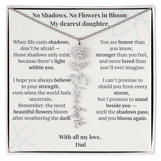 To My Daughter – Birth Flower Name Necklace