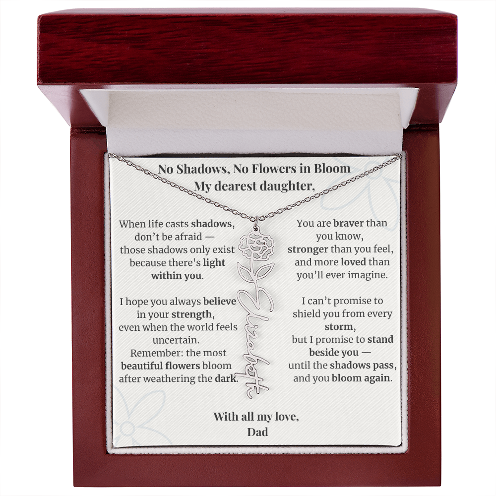 To My Daughter – Birth Flower Name Necklace