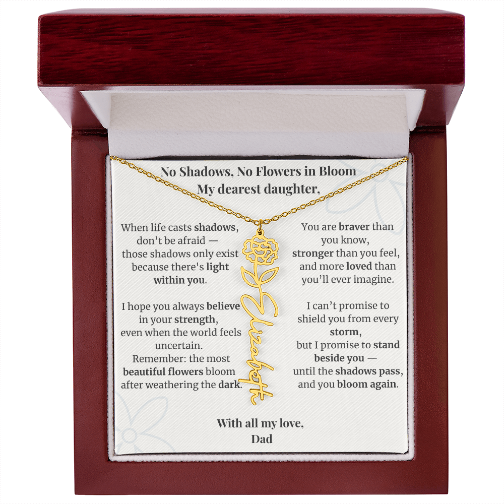 To My Daughter – Birth Flower Name Necklace