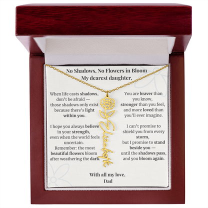 To My Daughter – Birth Flower Name Necklace