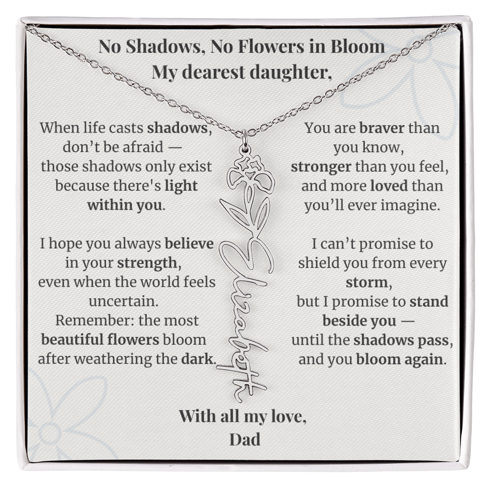 To My Daughter – Birth Flower Name Necklace