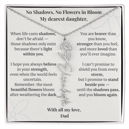 To My Daughter – Birth Flower Name Necklace
