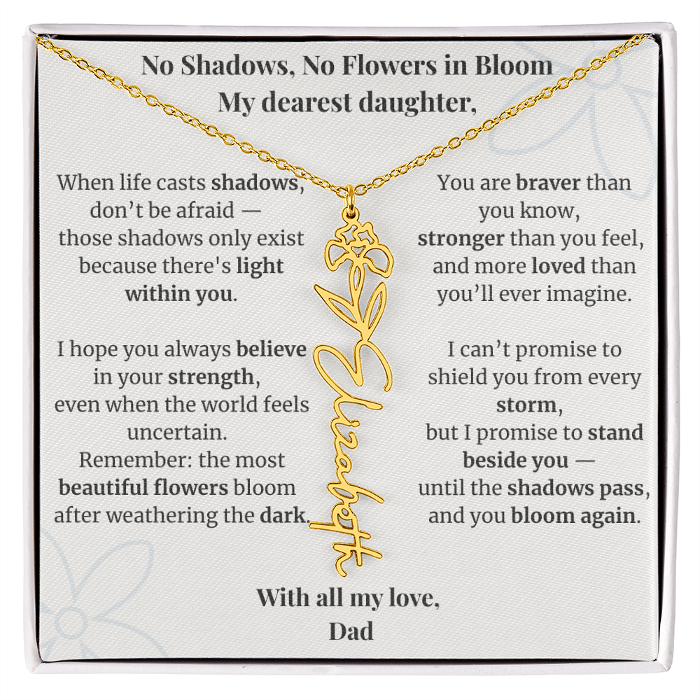 To My Daughter – Birth Flower Name Necklace