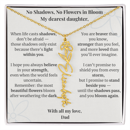To My Daughter – Birth Flower Name Necklace