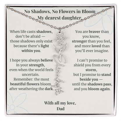 To My Daughter – Birth Flower Name Necklace
