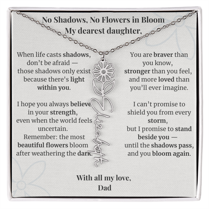 To My Daughter – Birth Flower Name Necklace