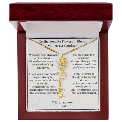 To My Daughter – Birth Flower Name Necklace