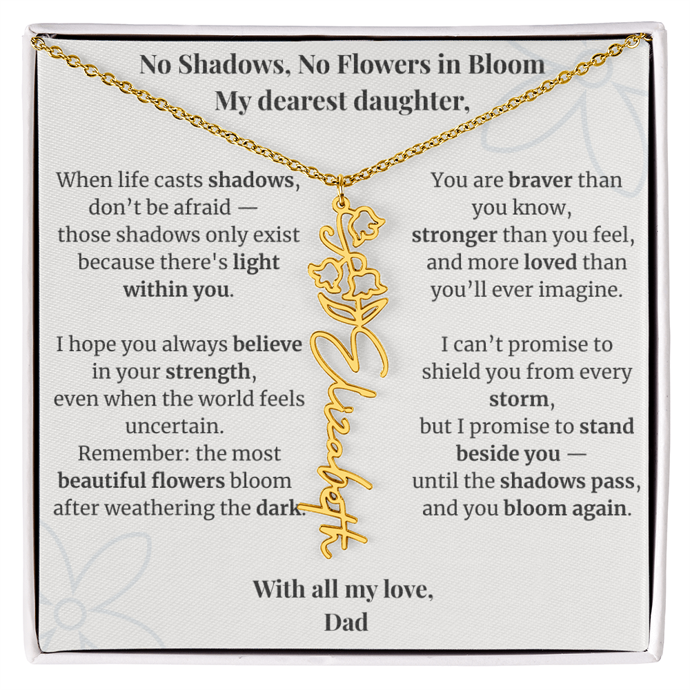 To My Daughter – Birth Flower Name Necklace