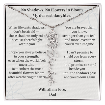 To My Daughter – Birth Flower Name Necklace