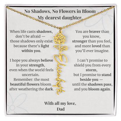 To My Daughter – Birth Flower Name Necklace