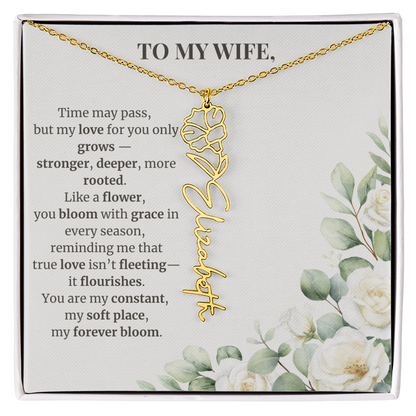 To My Wife – Birth Flower Name Necklace