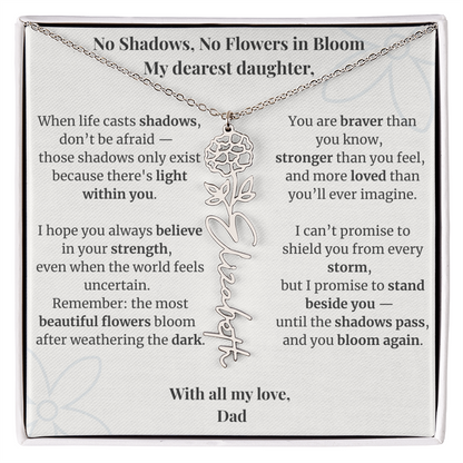 To My Daughter – Birth Flower Name Necklace