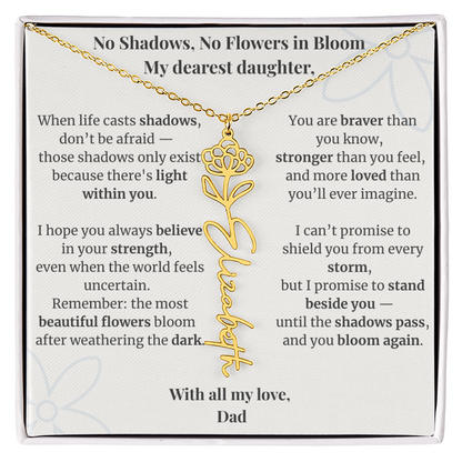 To My Daughter – Birth Flower Name Necklace