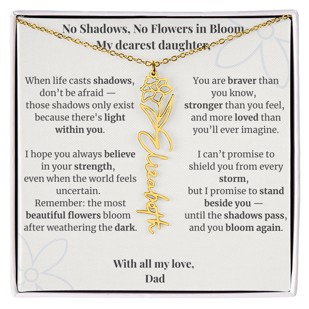 To My Daughter – Birth Flower Name Necklace