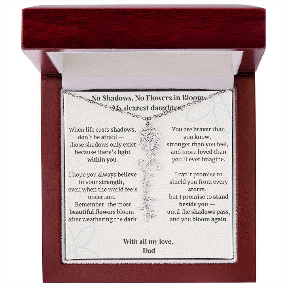 To My Daughter – Birth Flower Name Necklace