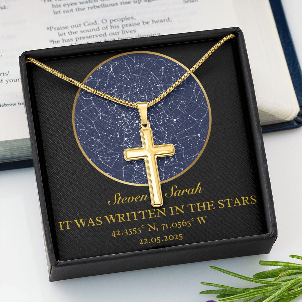 Star Map Cross Necklace