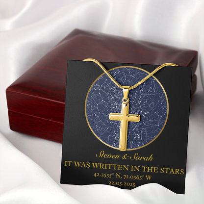 Star Map Cross Necklace