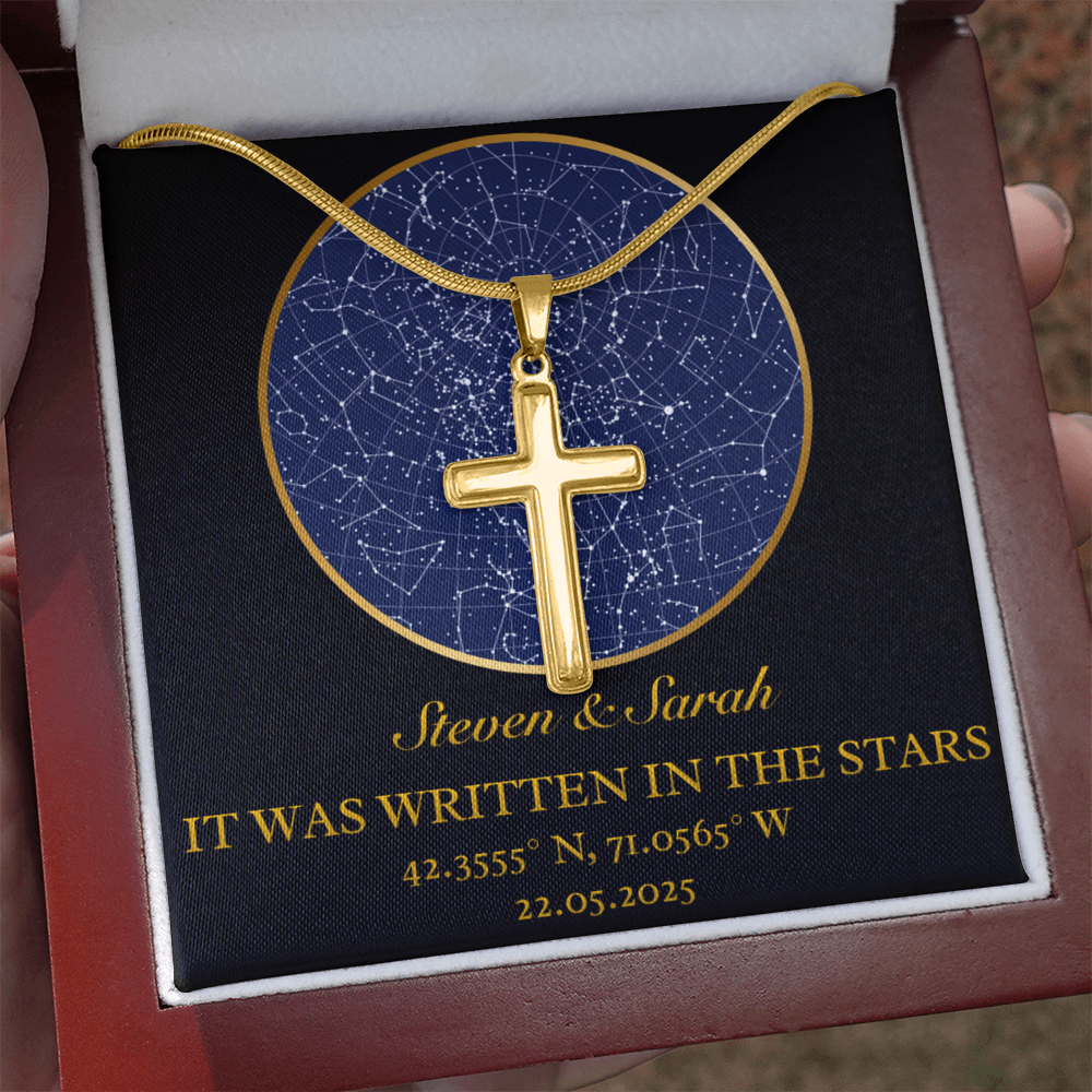 Star Map Cross Necklace