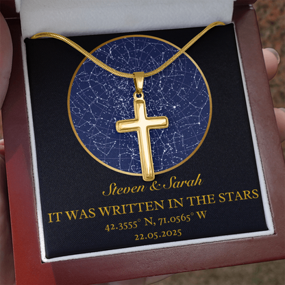 Star Map Cross Necklace